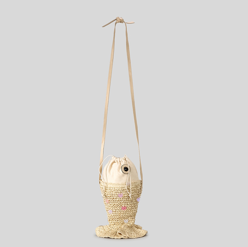 Women's Paper Carp Beach Sequins Weave Bucket String Bucket Bag display picture 2
