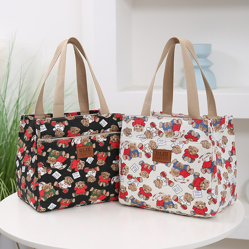 New Portable Lunch Bag Large Capacity Out-of-work Lunch Box Bag Cute Cartoon Printed Thickened Aluminum Foil Heat Preservation Bag