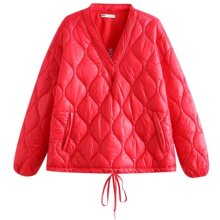 外贸2025秋冬季新款女装 欧美风时尚气质V领棉服卫衣上衣 0434172