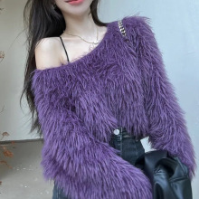 日韩穿搭套头软糯毛衣女长袖上衣秋冬装韩系慵懒风格海马毛针织衫