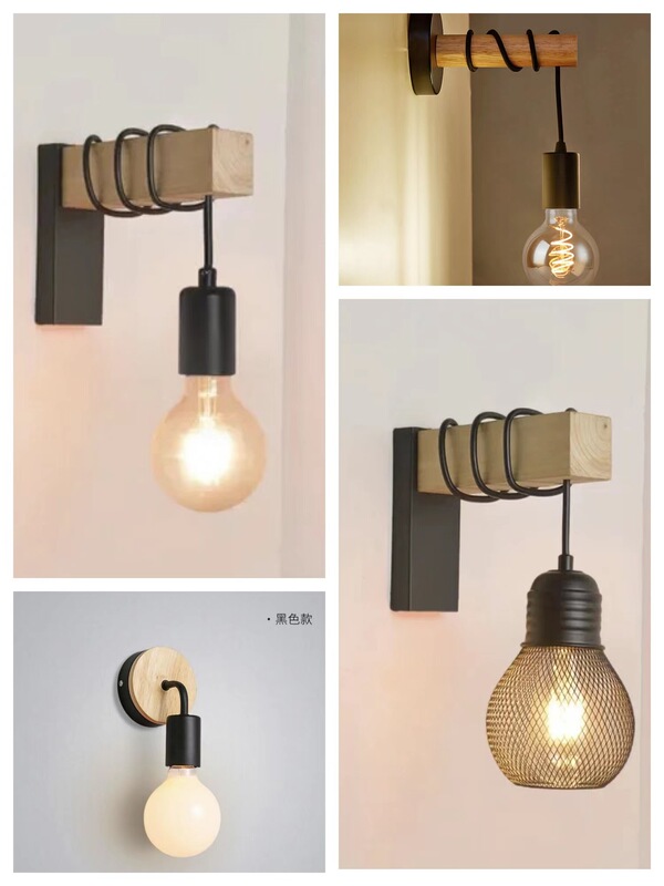 Retro Industrial Style Bedside Wall Lamp Creative Living Room Simple Bedroom Staircase Corridor Art Decoration Background Wood Wall Lamp Retro Industrial Style Bedside Wall Lamp Creative Living Room Simple Bedroom Staircase Corridor Art Decoration Background Wood Wall Lamp