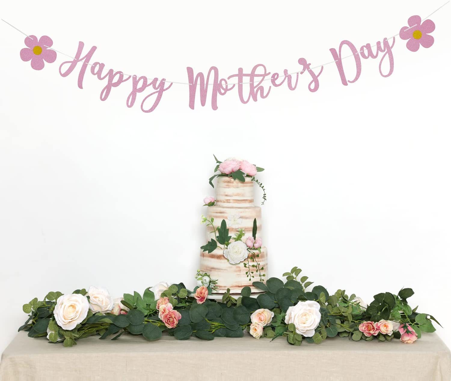 Feliz Día de la madre banner traje transfronterizo brillo polvo Garland decoración fiesta Fondo banner pull bandera