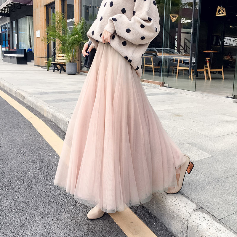 Hot-Selling 2026 Spring/Summer High-Waisted Slimming New Mesh A-Line Skirt, Versatile High-Waisted Flared Skirt Hot-Selling 2026 Spring/Summer High-Waisted Slimming New Mesh A-Line Skirt, Versatile High-Waisted Flared Skirt
