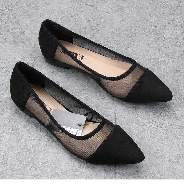 British Single Large Size Women's Shoes, New Style Women's Slip-On Pointed Toe Sexy Flat Work Shoes for Women