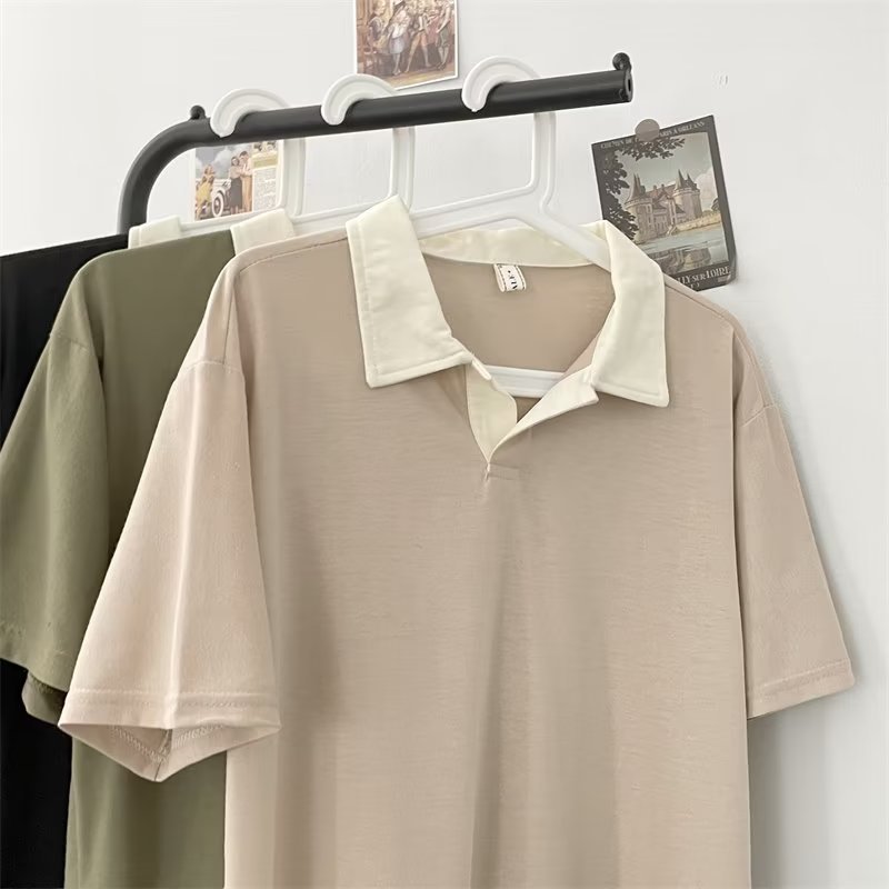 Camisa polo de manga corta con solapa Camiseta de verano de marca de moda para hombres Versión coreana de la tendencia delgada 2024 nueva camiseta de todo fósforo