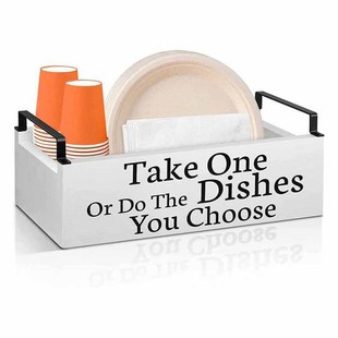 Customized Cross-Border Satchel Multi-Purpose Cutlery Box Paper Plate Box Kitchen Kitchen Utensils and Tableware Storage Box Desktop Display Wooden