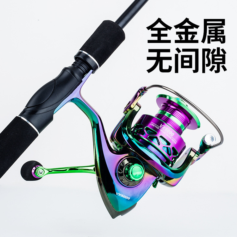 Camaleón rueca colorido línea de pesca Polo de mar Luya rueda de largo alcance metal micro alambre ligero taza rebordear bajo artes de pesca