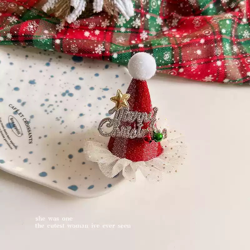 Cabeza de Navidad Duffy oso sombrero cuadrado aro de cabello dibujos animados rojos al por mayor vestido de Navidad peluche cabello Bundle