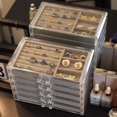工場直売のアクセサリーの箱のイヤリングのピアスの小さいアクセサリーの収納の箱の家庭用宝石の箱の多格の分類は大きいサイズを整理します。