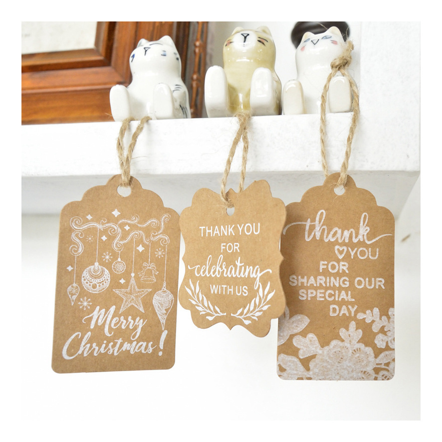 圣诞节MERRY CHISTMAS 派对牛皮纸礼品标签HANDMADE吊卡牌
