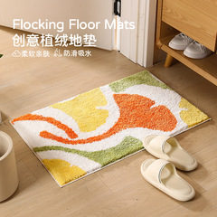 Cross-border modern velvet home entry mat doormat, home bathroom absorbent anti-slip mat bedroom door foot mat