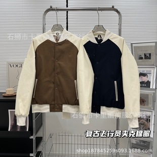 Autumn and Winter New Baseball Suit Cotton-padded Coat Men and Women Wool Sports Cotton-padded Coat Stand Collar Cold-proof Warm Jacket Coat