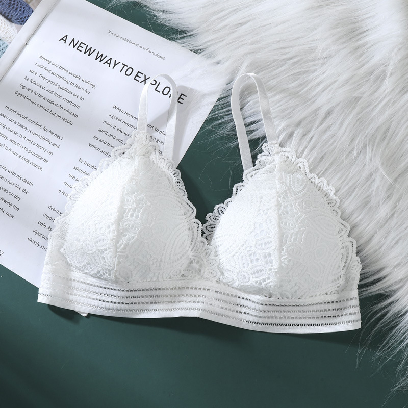 Triángulo francés taza sujetador de las mujeres otoño sexy encaje belleza espalda inalámbrico ropa interior de las mujeres en stock al por mayor image 8