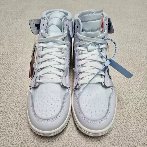 High-quality OFF WHITE co-branded AJ1 high-top deconstructed sports casual sneakers in white, blue, and Chicago blue