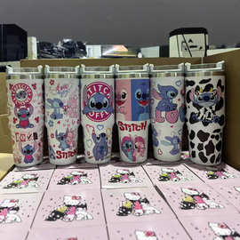 爆款史迪仔卡通图案冰霸杯30oz车载汽车杯 304不锈钢真空保温杯