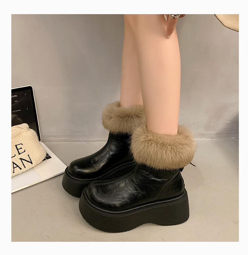 Botas finas elásticas con forro polar grueso y tacones altos, nuevas botas Martin de invierno 2024, zapatos de algodón cálidos para la nieve_voghion.com