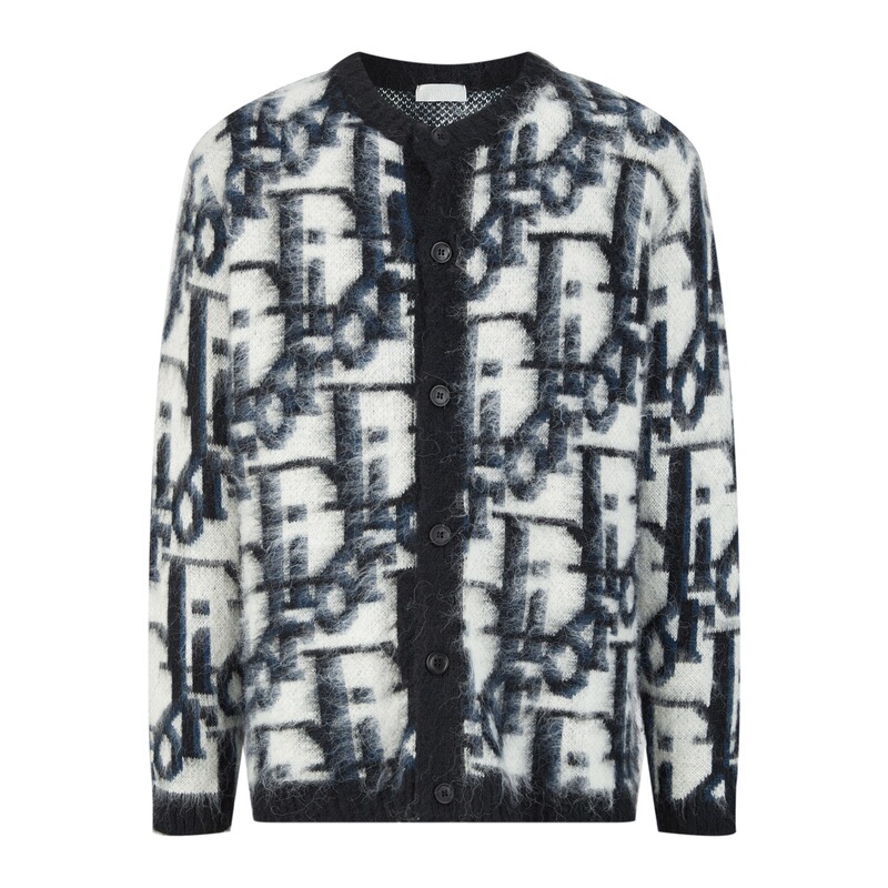 European Cross-Border Exclusive Autumn and Winter Luxury New High-End D Letter Full Print Mohair Knit Sweater Cardigan for Men European Cross-Border Exclusive Autumn and Winter Luxury New High-End D Letter Full Print Mohair Knit Sweater Cardigan for Men