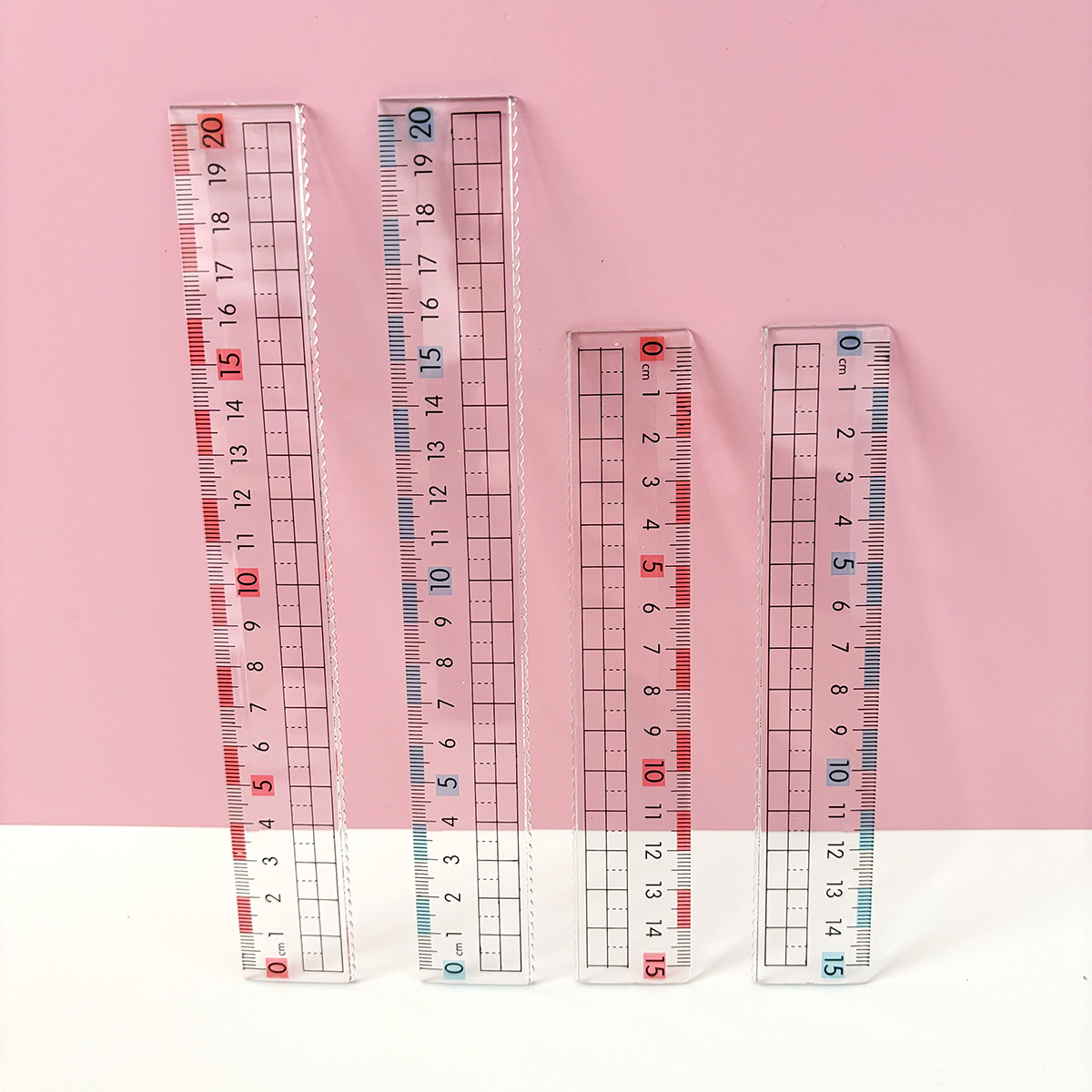 Regla de miopía grosada de gran tamaño escala de rejilla regla recta para estudiantes de primaria con 20cm con líneas onduladas 15cm