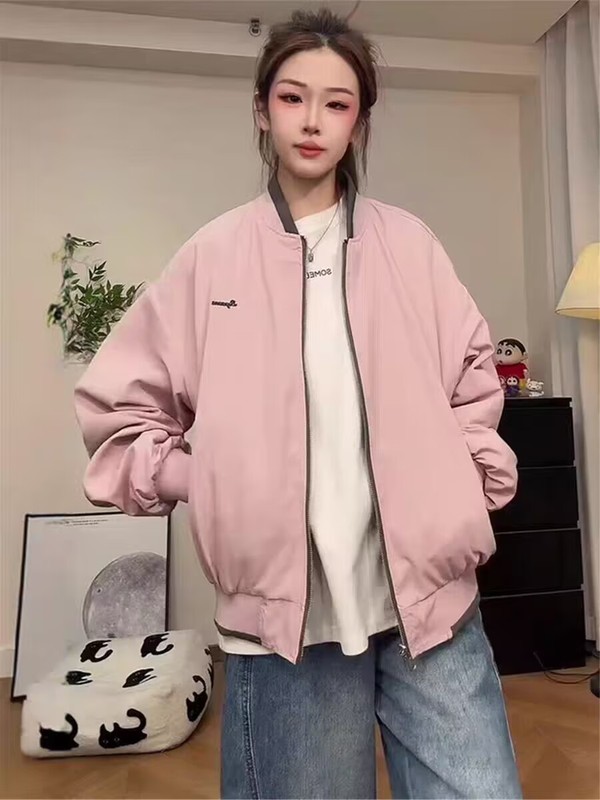 美式复古双面穿棒球服短外套女2025秋季新款字母刺绣休闲夹克上衣|undefined