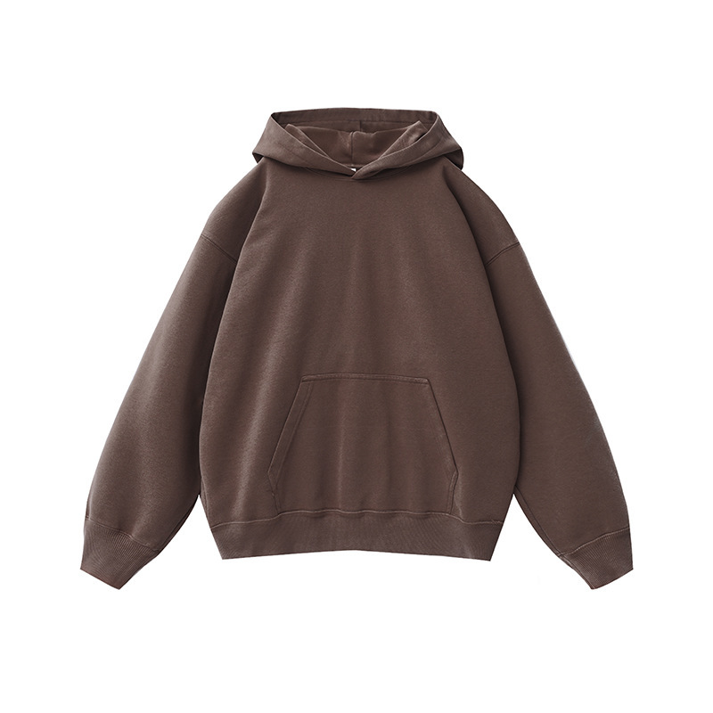 400g distressed brushed hoodie brown