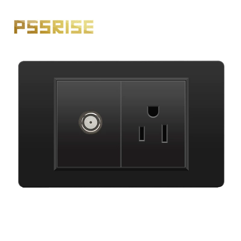 Черная настенная панельная розетка с 118 тип switch, тайваньская розетка с 20W type-C, шесть отверстий