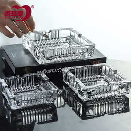 青苹果四方玻璃小烟灰缸客厅办公室KTV酒店方形大烟灰缸可做logo