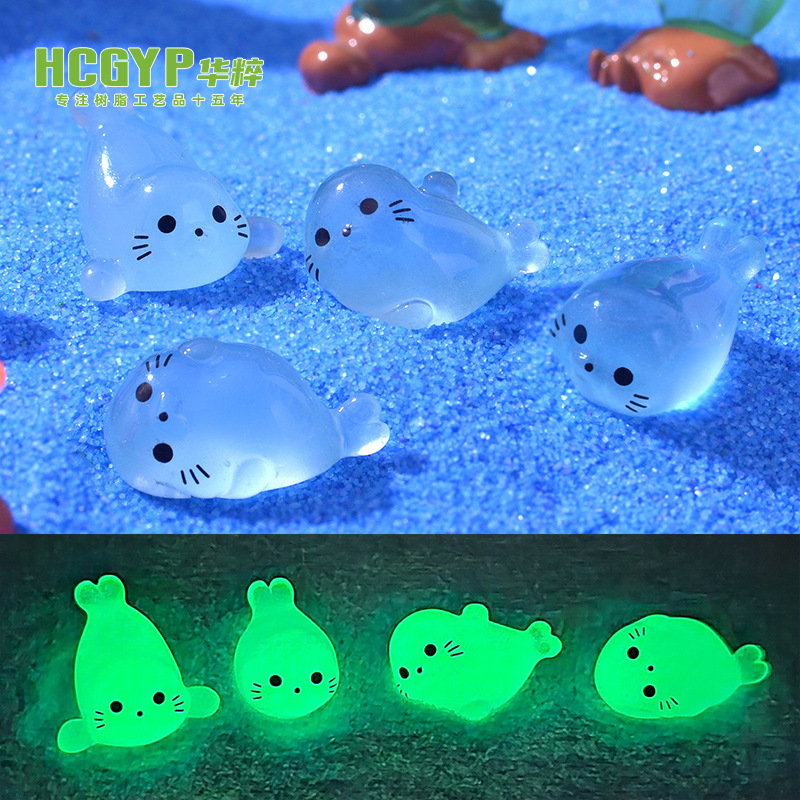 Miniature Landscape Cute Glow-In-The-Dark Baby Seal Blind Box Fish Tank Decoration DIY Accessories Desktop Small Ornaments