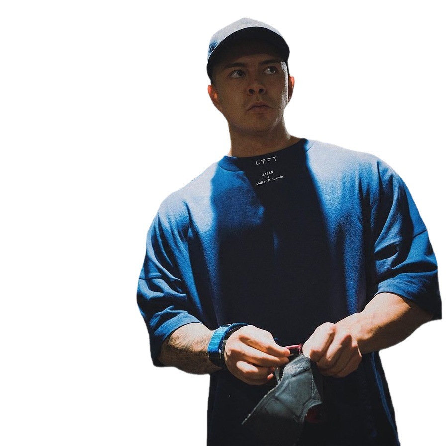 LYFT Nuevos Deportes de los hombres Camiseta de verano de cuello redondo de algodón running casual fitness de manga corta top