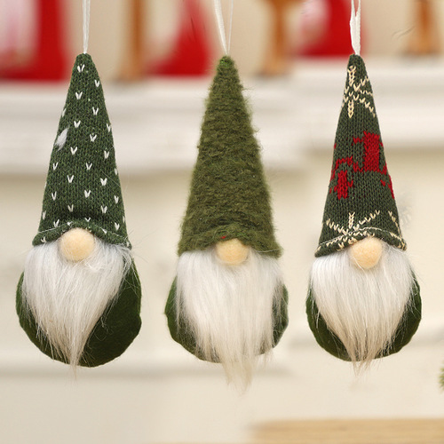 Creative Knitted Santa Christmas Decoration Accessories, Faceless Old Man Doll Ornament