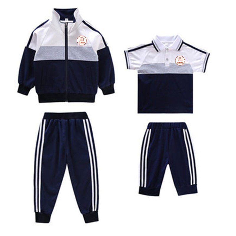 2023 새로운 유치원 학교 옷 초등 및 중등 학교 학생 봄 4 종 교복 세트 어린이 교실 운동복