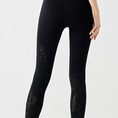 LULU高腰雙層腰頭高彈緊身鏤空透氣復古打底健身瑜伽褲女