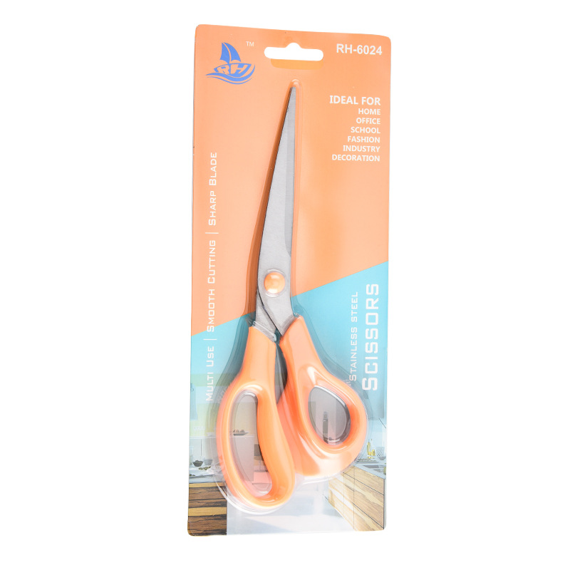 Tijeras de oficina de plástico al por mayor 12 tarjetas de papel de oficina de estudiantes de arte de acero inoxidable tijeras domésticas