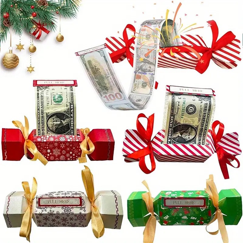 Caramelo de Navidad transfronterizo caja de dinero sorpresa bolsa-bolso de regalo de Navidad rectangular sorpresa