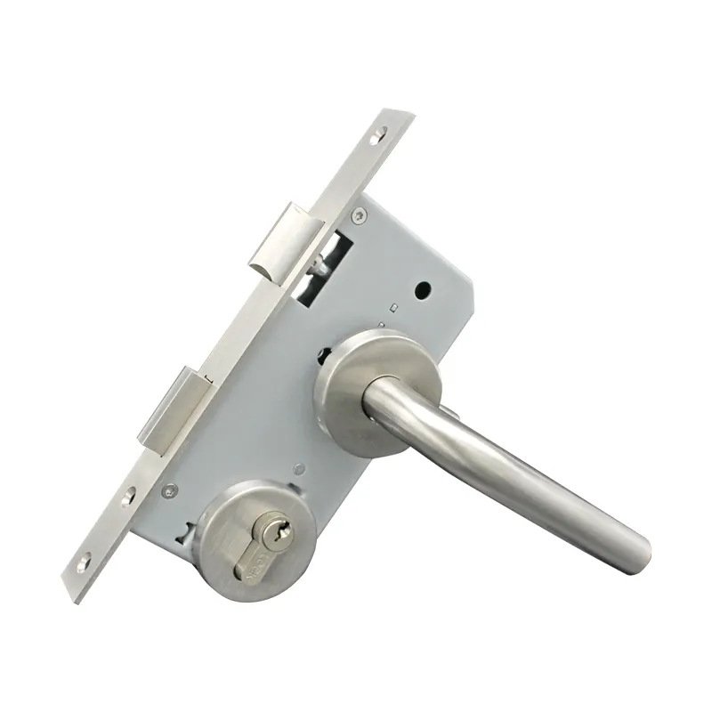 Cerradura dividida de puerta interior de acero inoxidable 304, cerradura de manija de curva única, cerradura de canal de puerta de dormitorio, conjunto completo de cerradura ignífuga estándar europea