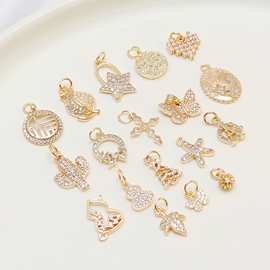 14K包金保色镶嵌锆石吊坠蝴蝶海星葫芦仙人掌DIY手工手链项链挂件