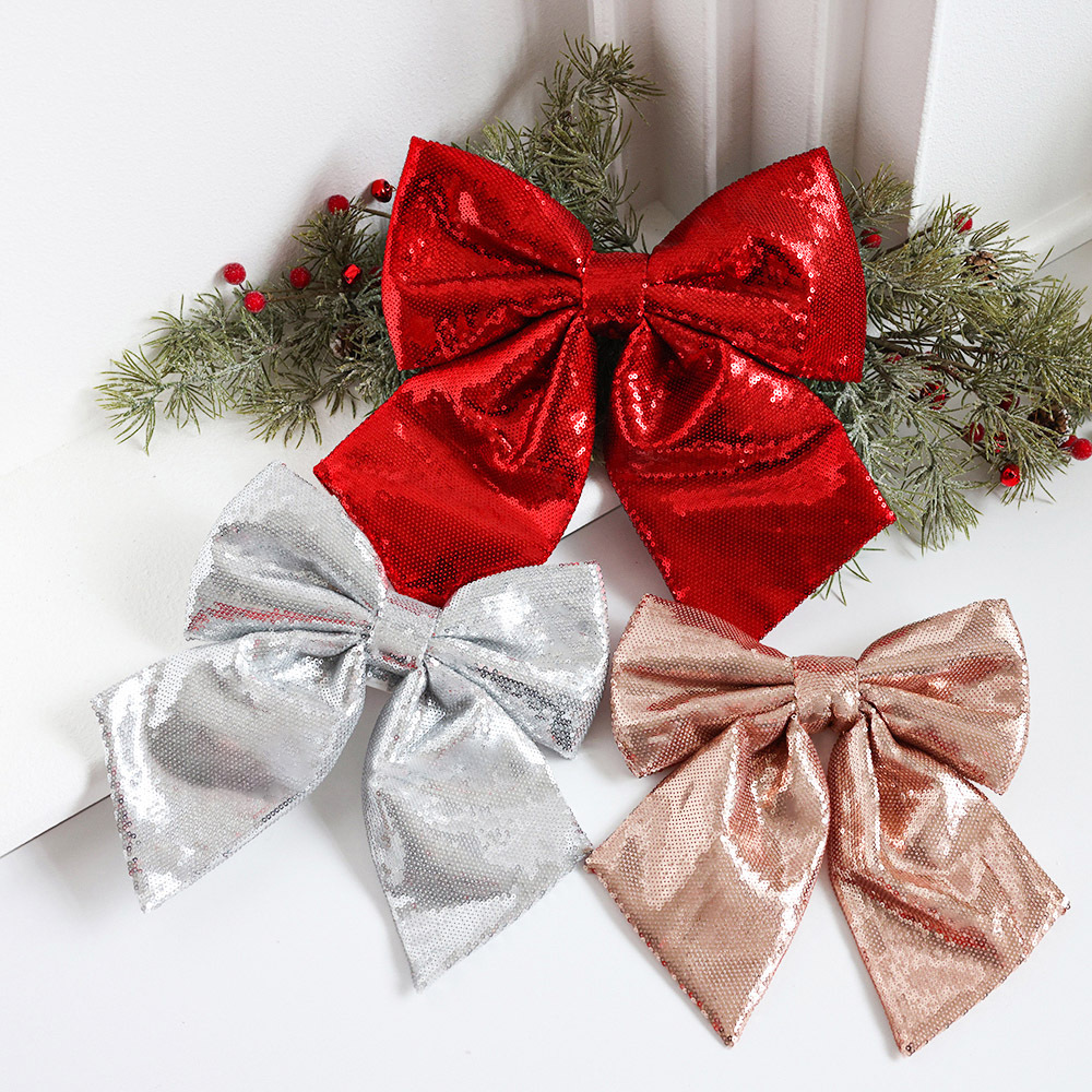 Decoraciones navideñas lentejuelas arco brillo DIY pajarita árbol de Navidad accesorios de diseño de escena lote mezclado