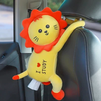 Car tissue box/set | Creative cartoon cute plush hanging tissue - lionbutt-slap
