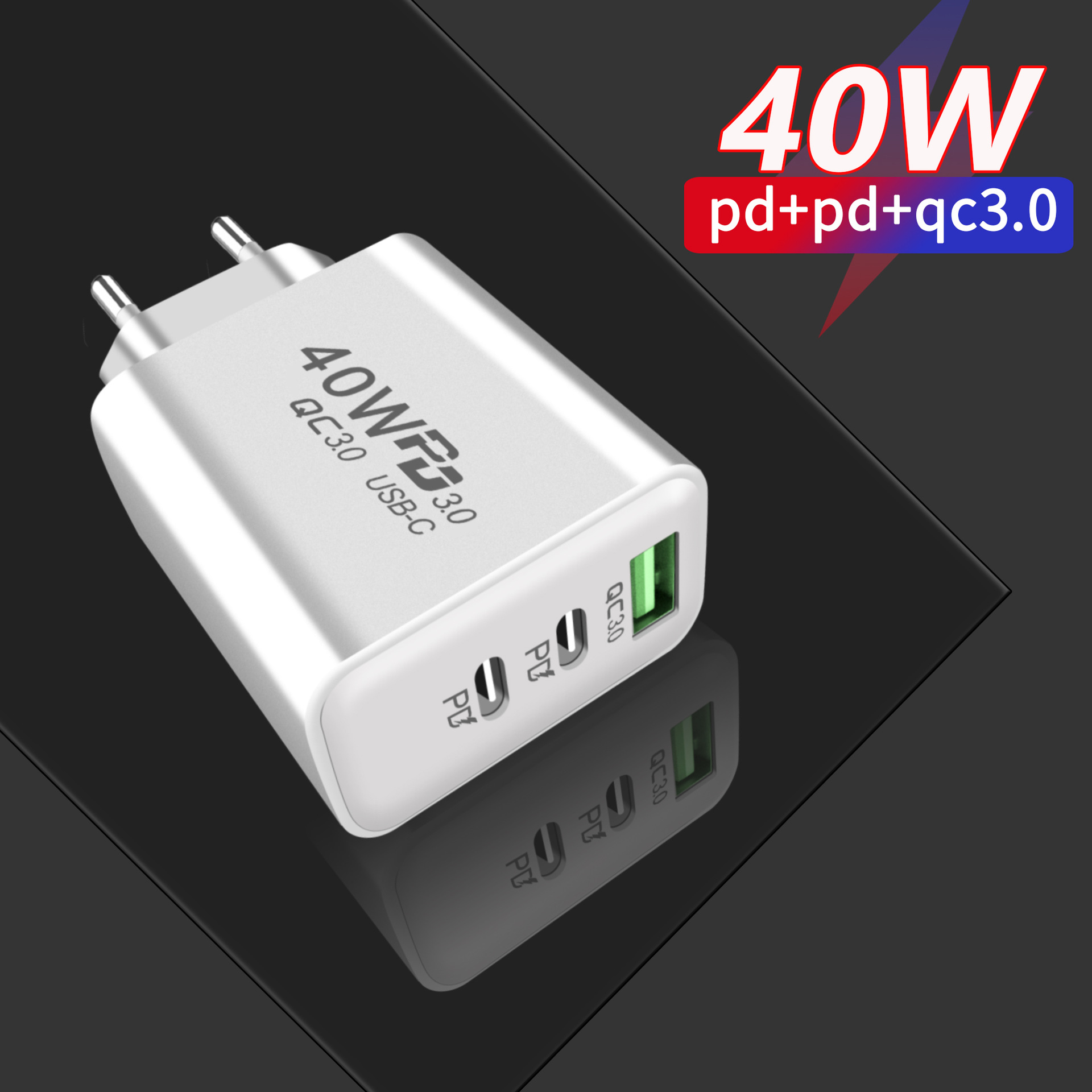 El modelo privado dual 2.4A del PD + 1USB para Apple/el cargador TYPE-C 12W del teléfono móvil de Android ayuna cargador de viaje de la carga