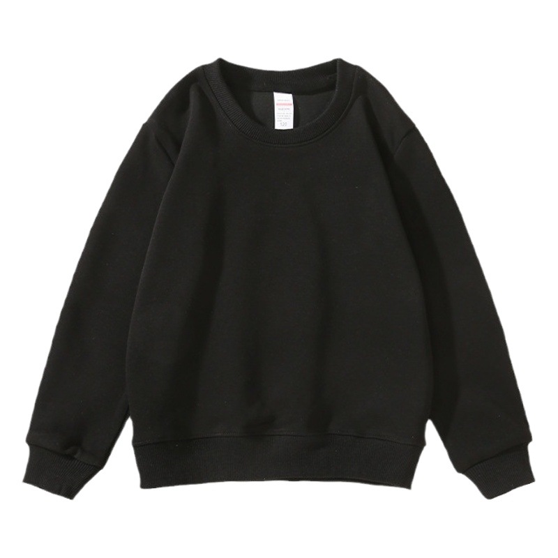Otoño e Invierno 320g suéter de cuello redondo de algodón de color sólido para niños al por mayor camisa de manga larga de fondo para niños sueltos medianos y grandes ropa superior