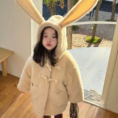 2025女童冬装棉服大衣儿童冬款中长款羊羔绒毛毛外套保暖棉服宝宝