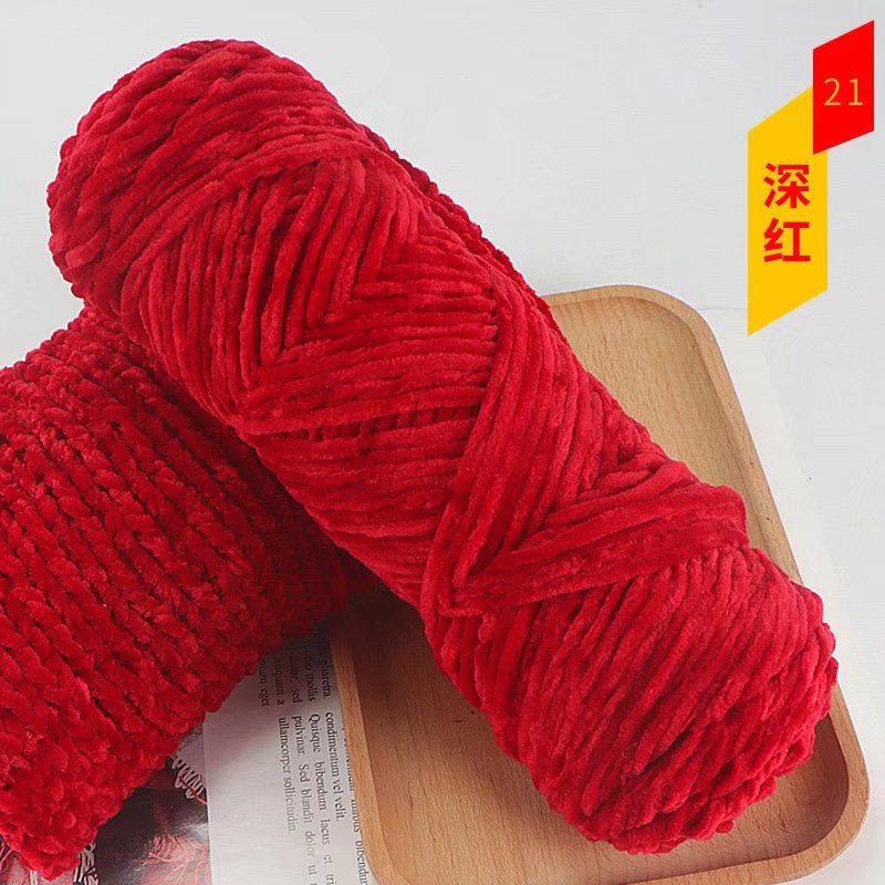 Chenille terciopelo de oro bola de lana de espesor medio de luz multicolor de terciopelo brillante DIY tejido zapatillas crochet al por mayor