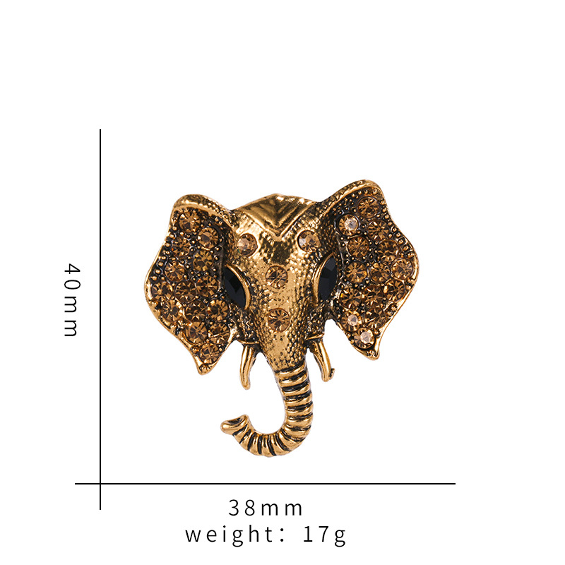 New Lucky and Auspicious Day Up Enamel Dripping Oil Set Diamond Elephant Brooch, Chest Flower Clothi