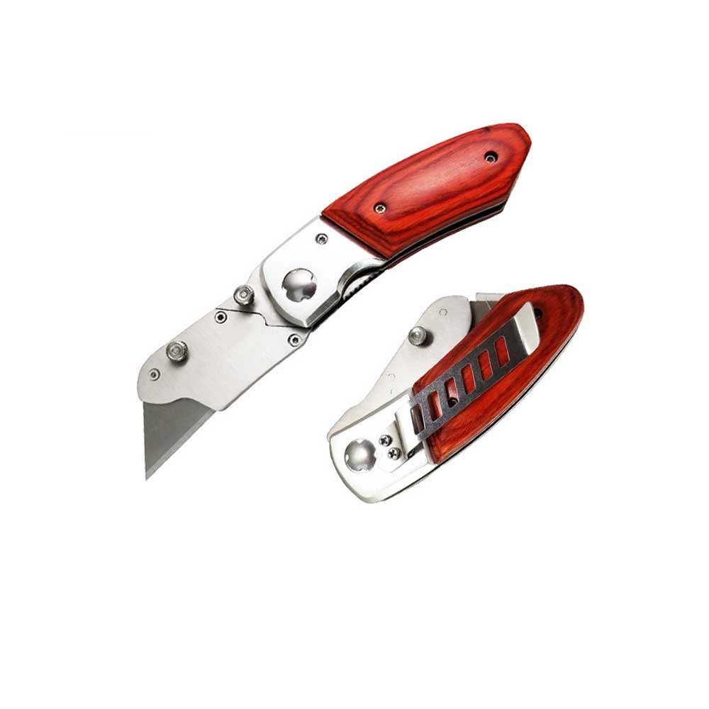 工厂现货优惠彩木手柄不锈钢重型美工刀切割刀裁纸刀替换SK5刀片