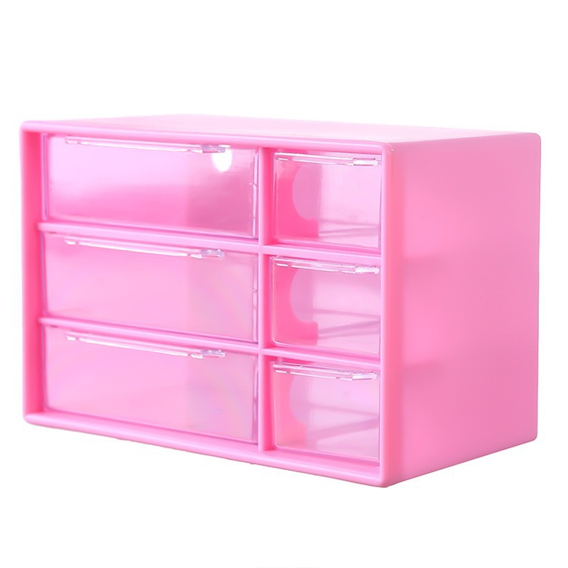 New six-compartment storage box rose red + random stickers