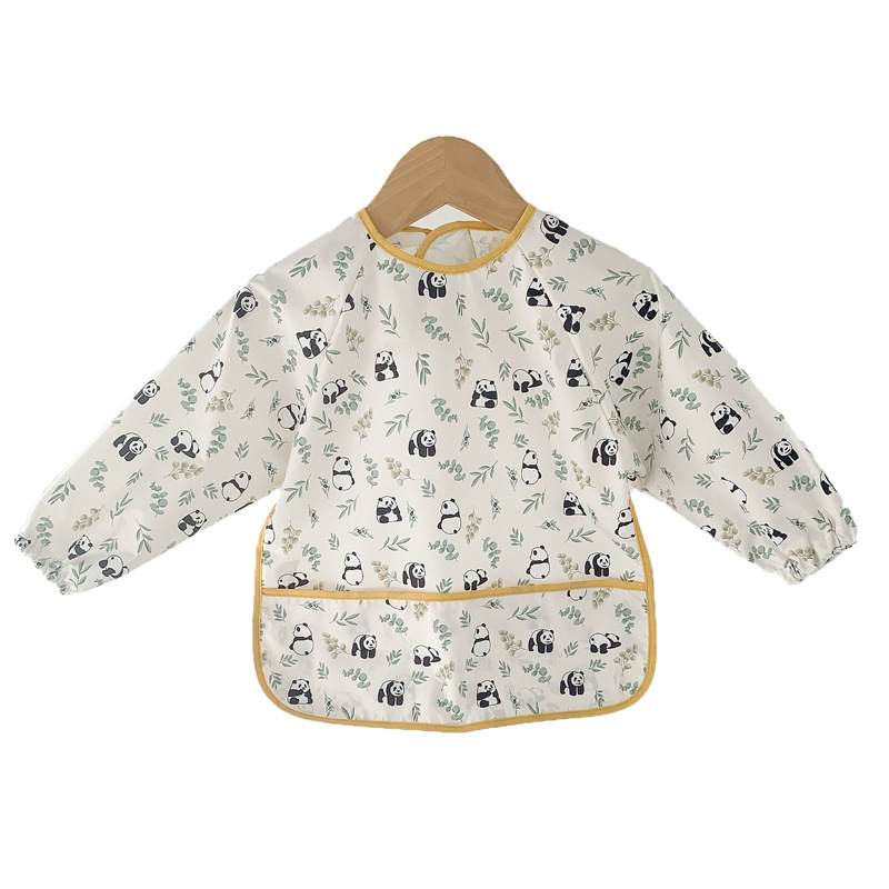 Biblioteca de bebé de algodón para niños mono de manga larga bebé comiendo babero impermeable bebé anti-vestirse suministros maternos e infantiles al por mayor
