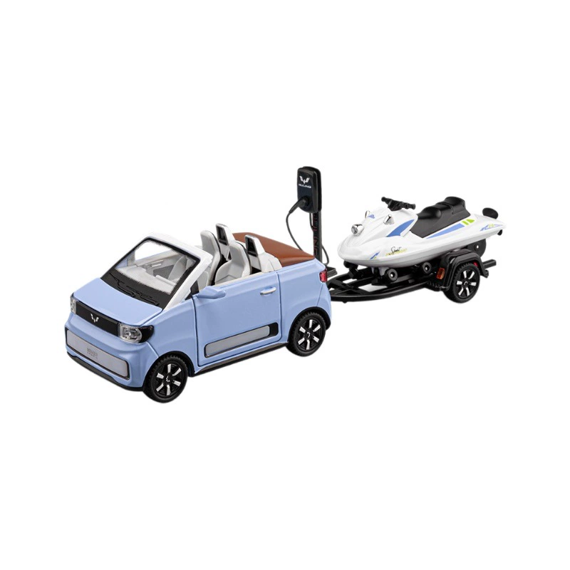 [Box] Машина Zhi 1:24 Подлинный Wuling MINI+ Моторная лодка Новая энергия Трамвай Имитация Сплавной автомобиль модели