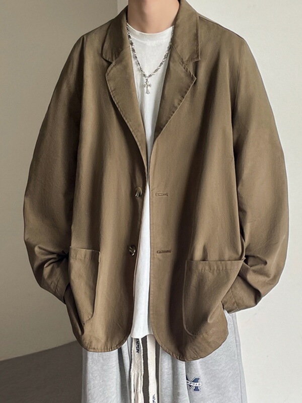 Coffee Brown shoulder pad godfather suit jacket men's Naples British Yupi men's oversize cross-cut suit Coffee Brown shoulder pad godfather suit jacket men's Naples British Yupi men's oversize cross-cut suit