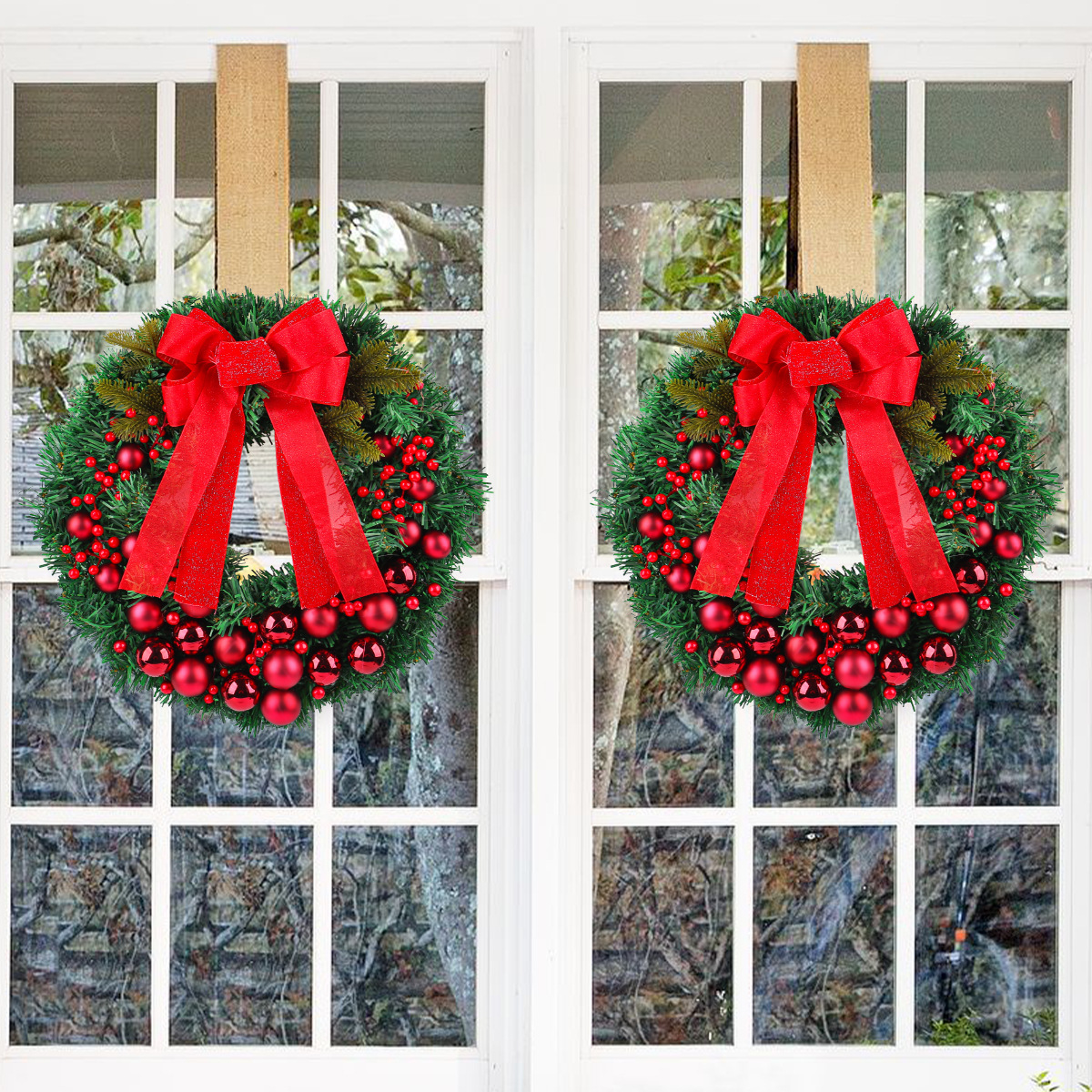 Guirlanda de Navidad transfronteriza decoración de puertas colgantes guirlanda de flores de color de fruta roja de Navidad hotel centro comercial ventanas de diseño de anillo de vid