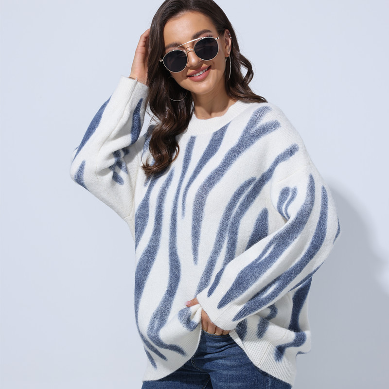 women s printed pullover loose sweater nihaostyles clothing wholesale NSBY76606