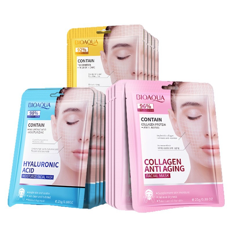 Todas las mascarillas faciales de ácido hialurónico BIOAOUA en inglés, mascarillas faciales hidratantes e hidratantes para el rejuvenecimiento de la piel, comercio exterior, fabricantes transfronterizos al por mayor image 5